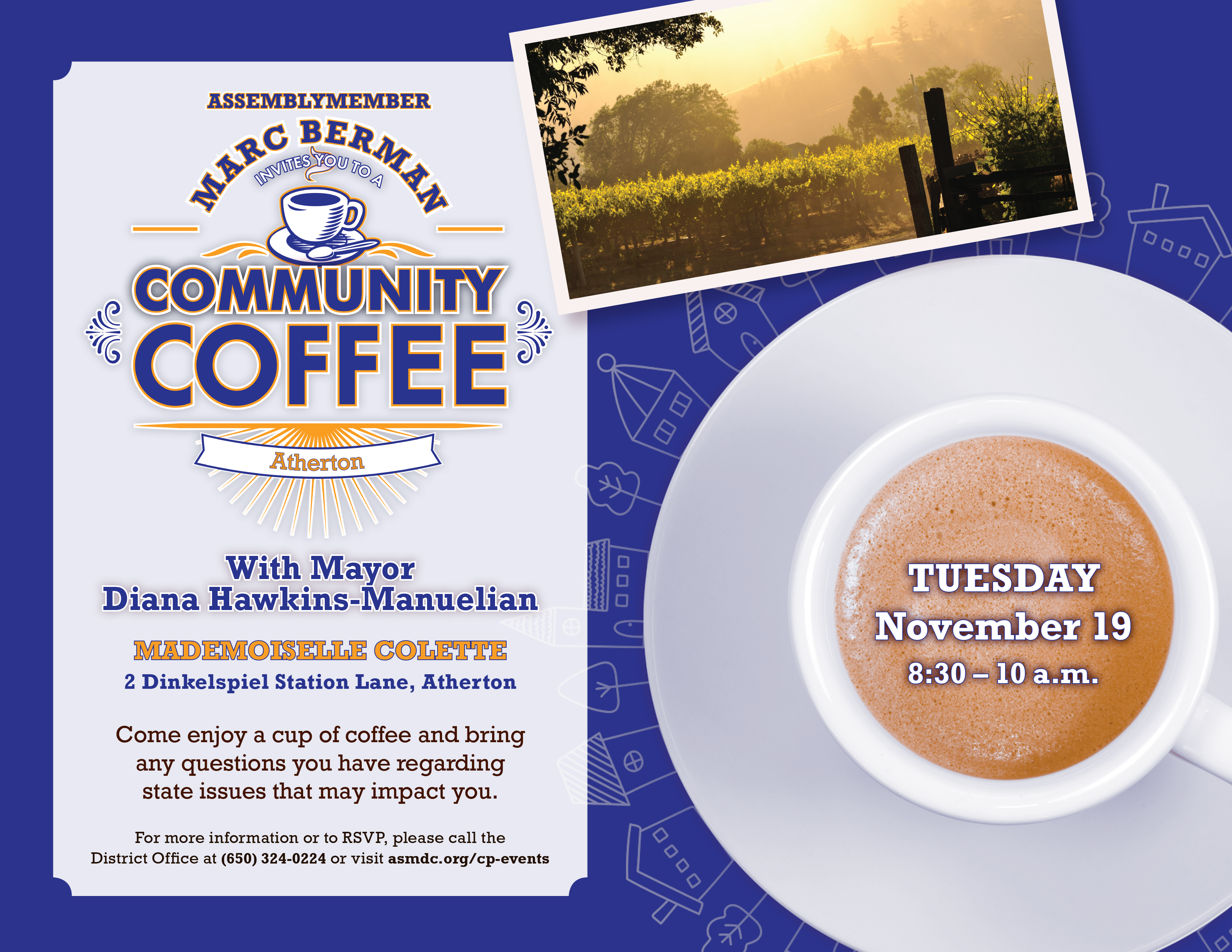 Asm. Berman Atherton Community Coffee Flyer Graphic