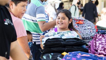 Backpacks giveaway provided by Silicon Valley Community Foundation