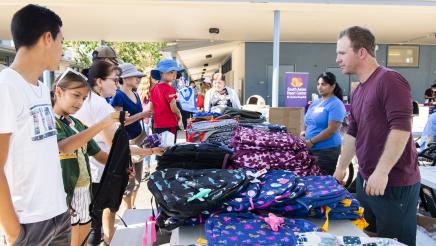 Backpacks giveaway provided by Silicon Valley Community Foundation
