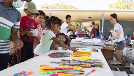 School supplies giveaway provided by Los Altos Mountain View Community Foundation