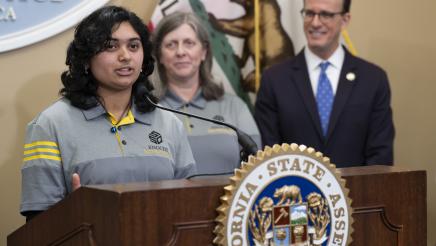 Student speaks at computer science education for all press conference 