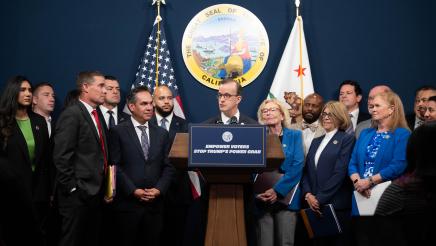 Redistricting Press Conference photo of Asm. Berman speaking