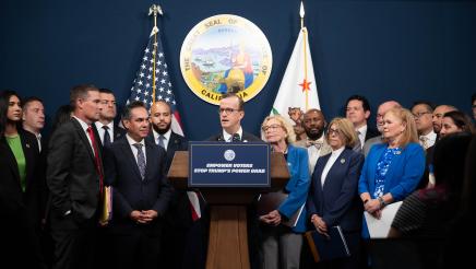 Redistricting Press Conference photo of Asm. Berman speaking