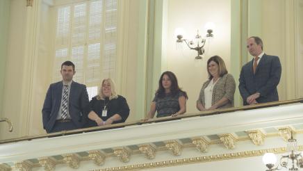 Assemblyman Berman welcomes guests to the State Capitol for ACR 265 Computer Science Education Month