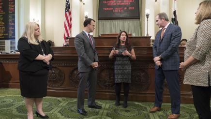 Assemblyman Berman welcomes guests to the State Capitol for ACR 265 Computer Science Education Month